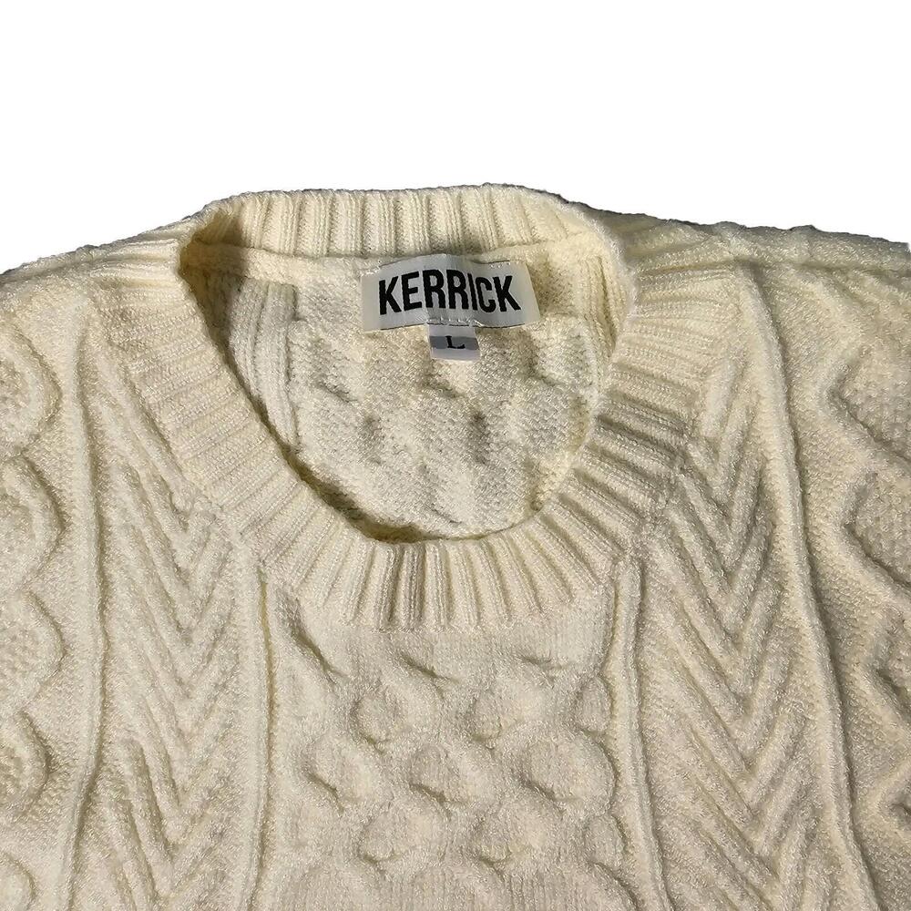 Kerrick Super Cropped Sweater Top Knit Pullover Ivery Crewneck Longsleeve Retro